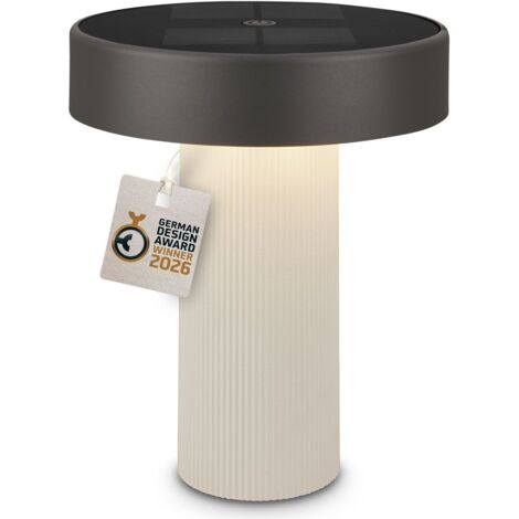 Briloner Lampe de table LED sans fil Ø16x20cm 1W 150lm 3000K blanc chaud solaire blanc antique anthracite - Lampe de table salon couloir balcon