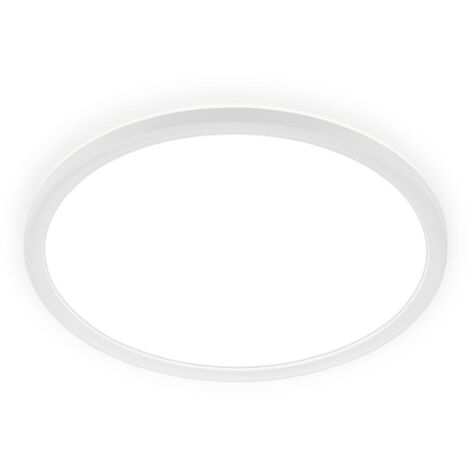 Briloner Plafonnier LED IP44 Protection contre les projections d'eau Ø29x3cm rond 18W, 2400lm, 4000K blanc neutre rétroéclairage blanc - Plafonnier salle de bain cuisine