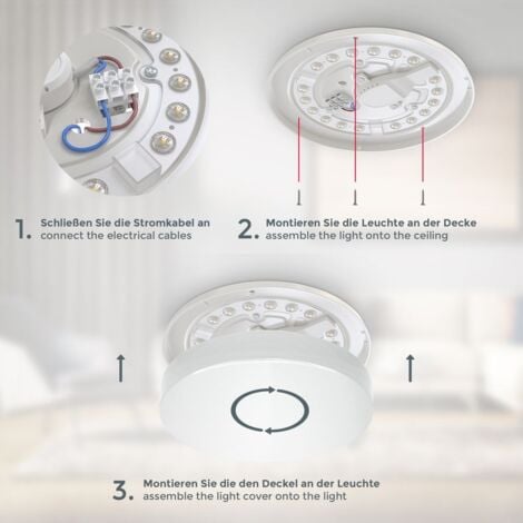 B.K.Licht plafonnier LED spéciale sdb, Ø22cm, protection contre les projections d’eau IP44, platine LED 10W intégrée, 900lm, lumière blanche neutre 4000K