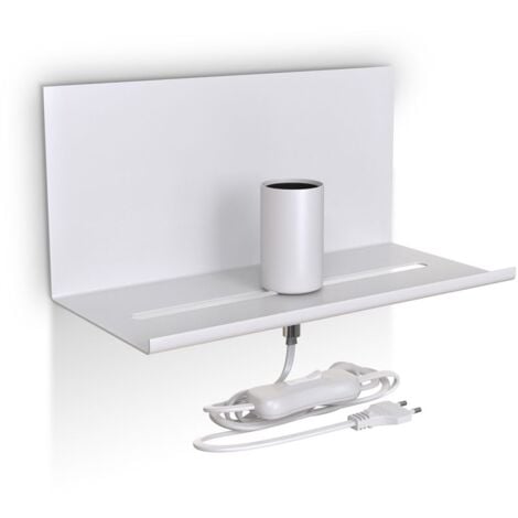 Applique murale réglable luminaire mural rétro lampe de chevet avec étagère interrupteur blanche matte E27 Lampe murale rétro
