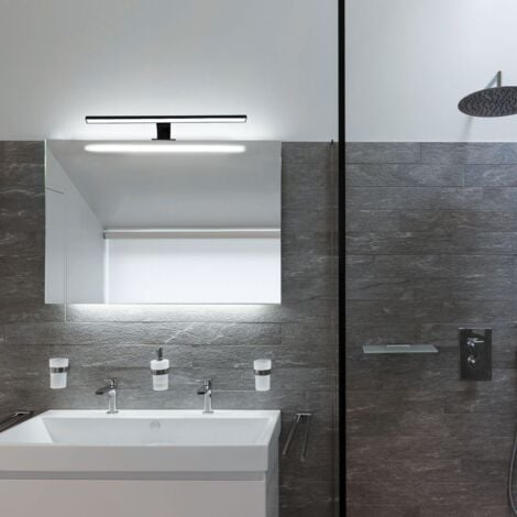B.K.Licht lampe miroir LED, lampe armoire, applique salle de bain, lumière blanche neutre 4000 Kelvin, 8W, 780lm, IP44, largeur 600 mm, noire