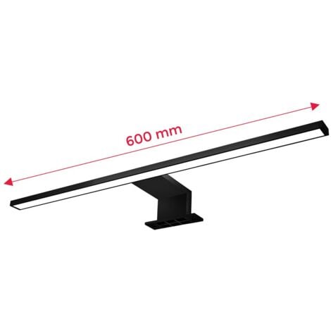 B.K.Licht lampe miroir LED, lampe armoire, applique salle de bain, lumière blanche neutre 4000 Kelvin, 8W, 780lm, IP44, largeur 600 mm, noire