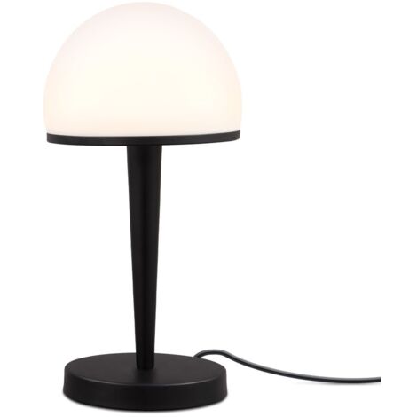 Lampe de table avec abat-jour en verre, graduable par variateur tactile intégré sur 3 niveaux, pour ampoule E14 (non fournie), lampe de chevet, verre opale