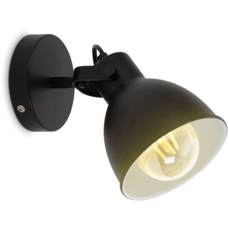 Applique murale LED orientable design rétro industriel 172x130x170mm ronde 1xE27 max 10W lumière blanche chaude noir blanc lampe murale salon chambre couloir