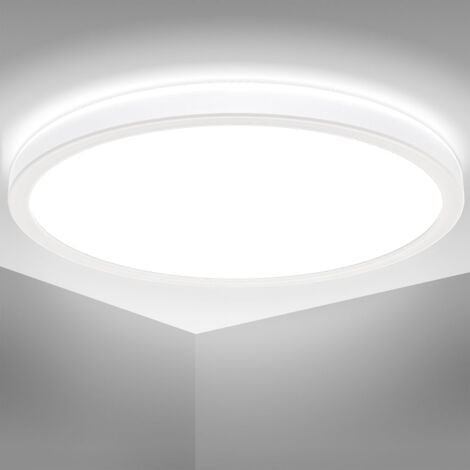 B.K.Licht I Plafonnier LED ultra-plat I Plafonnier de salle de bain I Plafonnier LED I Lumière indirecte I Couleur de lumière blanc neutre I 18 Watt I 29 cm I Blanc