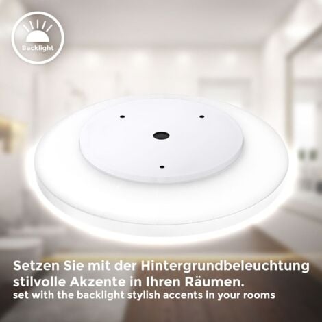 B.K.Licht I Plafonnier LED ultra-plat I Plafonnier de salle de bain I Plafonnier LED I Lumière indirecte I Couleur de lumière blanc neutre I 18 Watt I 29 cm I Blanc