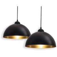 Suspension design lustre vintage noir-doré luminaire plafond cuisine lot de 2 E27