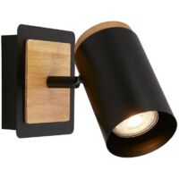 Briloner DUTA Applique murale intérieure, Orientable, Douille GU10, Noir-Bois, 12 x 14,5 cm