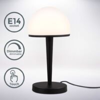 Lampe de table avec abat-jour en verre, graduable par variateur tactile intégré sur 3 niveaux, pour ampoule E14 (non fournie), lampe de chevet, verre opale