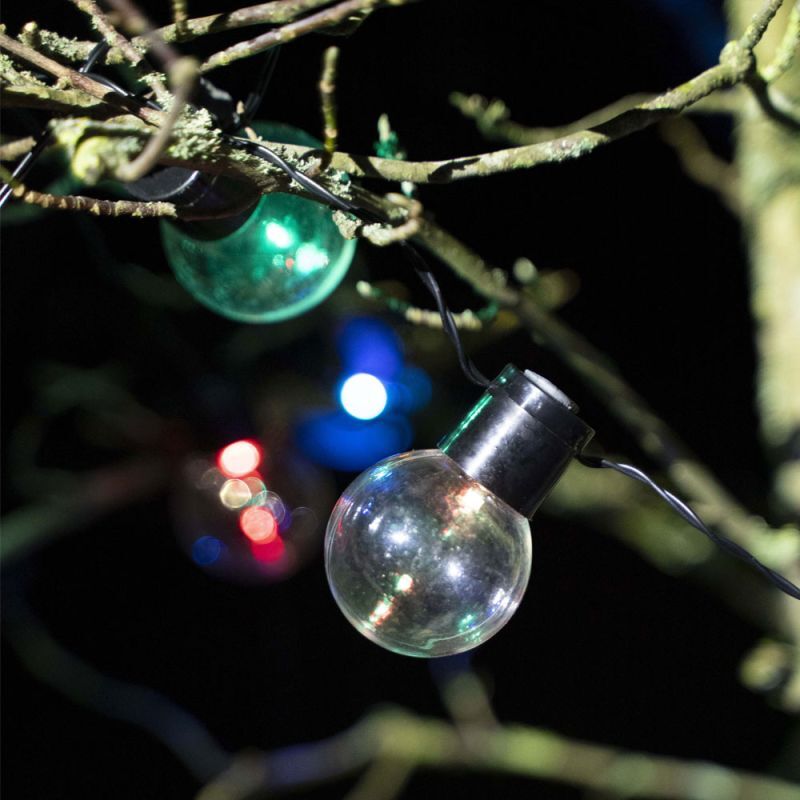 Guirlande LED Solaire 8 Boules Multicolores - 5m - Éclairage Extérieur IP44 - Blanc Chaud