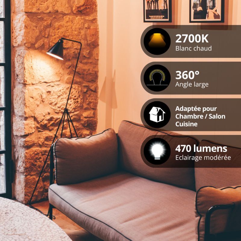 Lot De 5 Ampoules LED E27 - 60x110mm - Blanc - Leroy Merlin