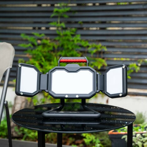 Xanlite - Projecteur LED IP54, 3400 lumens, 3 têtes orientables, 3 modes, 10h autonomie, Blanc froid, rechargeable USB-C - PRAR30W3TRV23