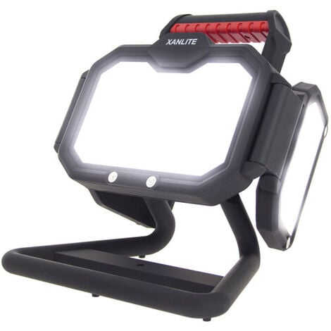Xanlite - Projecteur LED IP54, 3400 lumens, 3 têtes orientables, 3 modes, 10h autonomie, Blanc froid, rechargeable USB-C - PRAR30W3TRV23