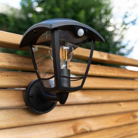Xanlite - Applique murale solaire rétro LED IP44, 400 lumens, détecteur de mouvement, avec ampoule, Noir - SO2011AR