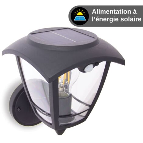 Xanlite - Applique murale solaire rétro LED IP44, 400 lumens, détecteur de mouvement, avec ampoule, Noir - SO2011AR
