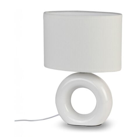 Mathias - Lampe à poser DONUT en céramique Blanc, compatible culot E14, 40W - LAPDONUTB
