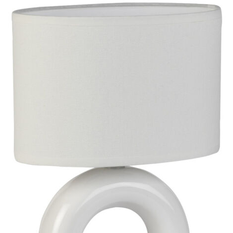 Mathias - Lampe à poser DONUT en céramique Blanc, compatible culot E14, 40W - LAPDONUTB