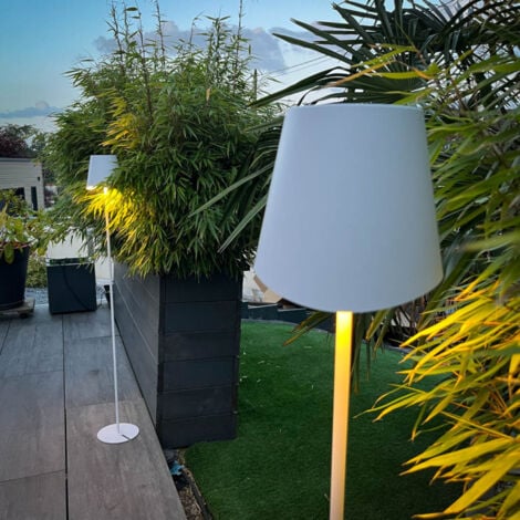 Xanlite - Lampadaire métal, 500 lumens, CCT & Dimmable, Rechargeable, 130cm, Blanc - LAM130BD