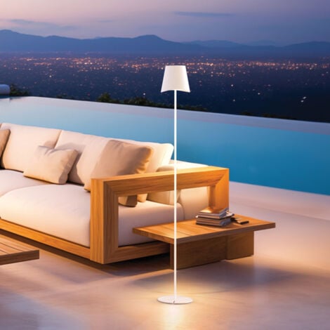 Xanlite - Lampadaire métal, 500 lumens, CCT & Dimmable, Rechargeable, 130cm, Blanc - LAM130BD