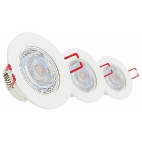 Lot de 3 Spots Encastrable LED Intégrés - Orientable - cons. 4.5W (eq. 50W) - 345 lumens - Blanc chaud