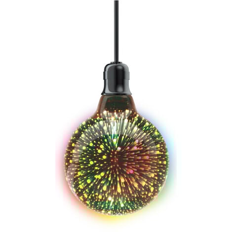 Xanlite - Ampoule LED déco 3D (G125), aspect Fireworks, culot E27, 3,8W cons. - RFDE400B1253D
