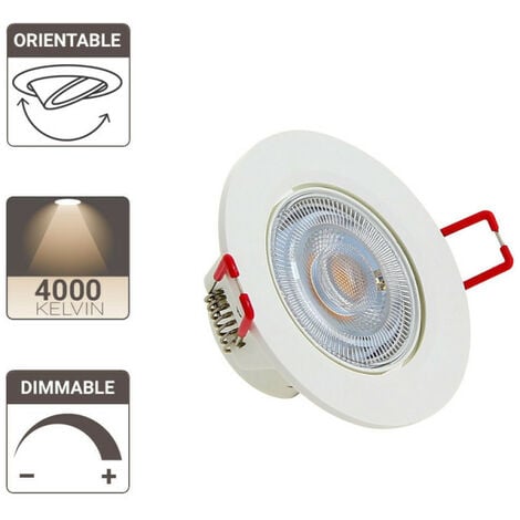 Spot Encastrable LED Intégré - IP65 pour salle de bain - cons. 5W (eq. 50W)  - 345 lumens - Blanc neutre