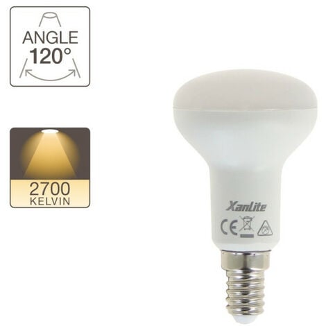 Xanlite - Lot de 5 ampoules SMD LED P45 Opaque, culot E14, 470 Lumens,  conso. 5,3 W (eq. 40W), 2700K, Blanc chaud - PACK5EV470P