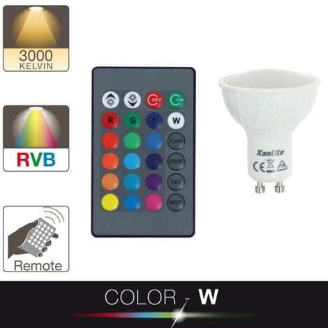 Ampoule LED RGB à intensité variable GU10/4,8W/230V 4000K + télécommande