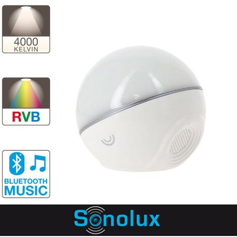Mini sphère Sonolux - blanc et multicolor - haut parleur bluetooth
