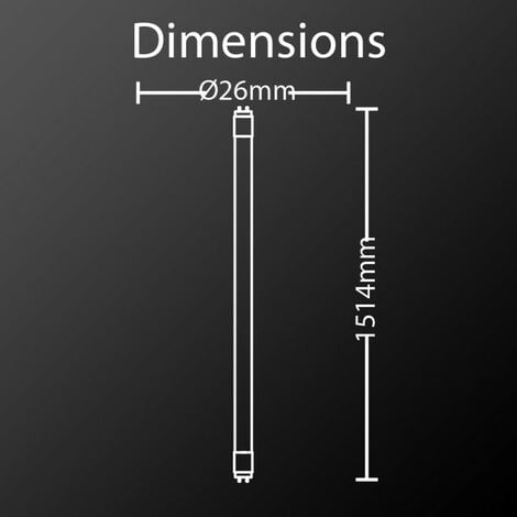 Xanlite - Tube à LED 26mm x 1514mm, G13, 21W cons. (58W eq.), lumière blanc chaud - TU1502200
