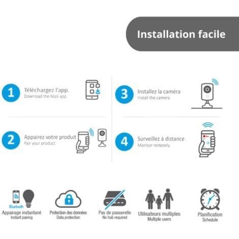 Caméra connectée KOZII HD 720p avec Détecteur de mouvement intégré