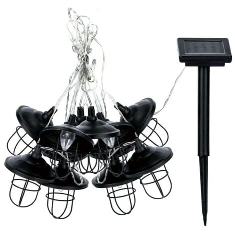 Xanlite - Guirlande Solaire Industrielle 5m IP44 - 10 boules - Métal - Noir - GRL5INDUS