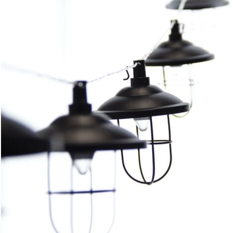 Xanlite - Guirlande Solaire Industrielle 5m IP44 - 10 boules - Métal - Noir - GRL5INDUS
