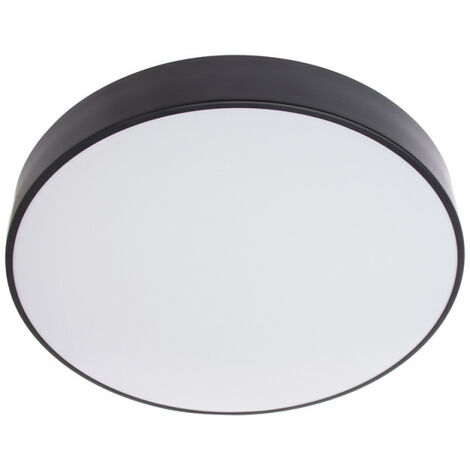 Plafonnier LED intégrée rond noir IP44, 2200 Lumens, CCT, Blanc chaud, Blanc neutre