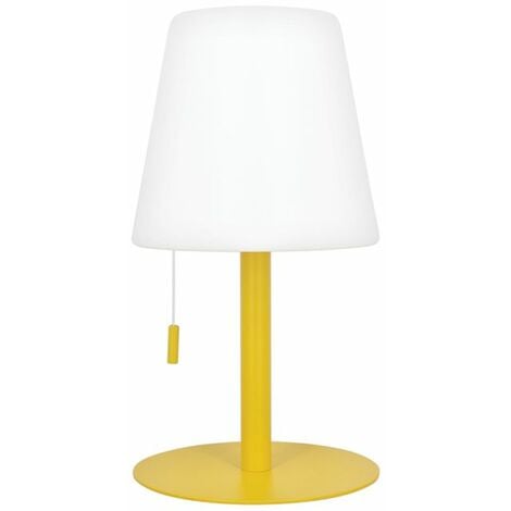 Lampe à poser cône jaune rechargeable en métal LED IP44, 400