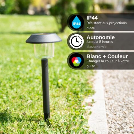Xanlite - Lot de 3 balises solaires LED IP44 noir, RVB - PACK3SO1017B