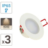 XANLITE - Lot de 3 Spots Encastrable LED Intégrés - IP 65 pour salle de bain - cons. 5W (eq. 50W) - 345 lumens - Blanc neutre - PACK3SEL345CWIP