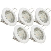 Xanlite - Lot de 5 Spots Encastrés Metal Blanc - ORIENTABLE - Ampoule LED GU10 incluses - cons. 4W (eq. 50W) - 345 lumens - Blanc neutre - PACK5SP50ABCW