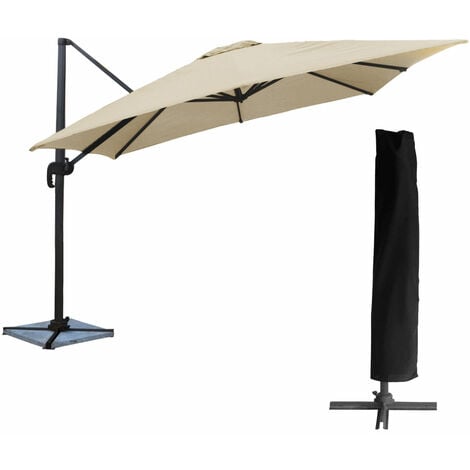 Parasol déporté MOLOKAI carré 3x3m beige + housse