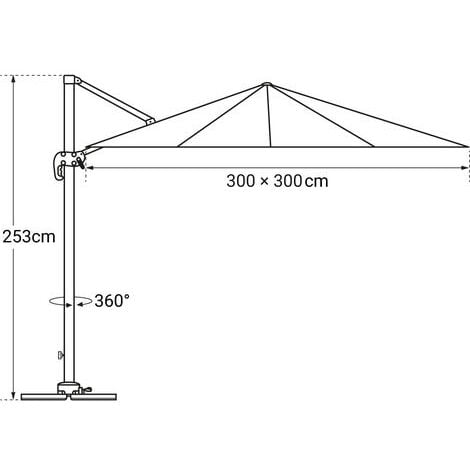 Parasol déporté MOLOKAI carré 3x3m beige + housse