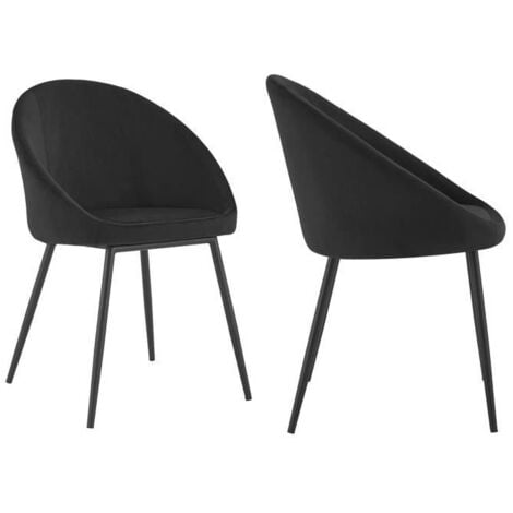 HAPPY GARDEN - Lot de 2 chaises vintage DIANE velours noir