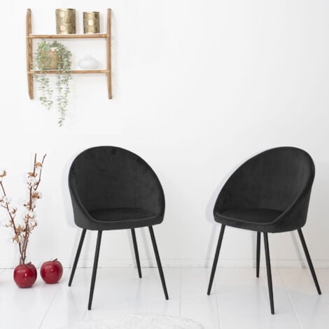 HAPPY GARDEN - Lot de 2 chaises vintage DIANE velours noir