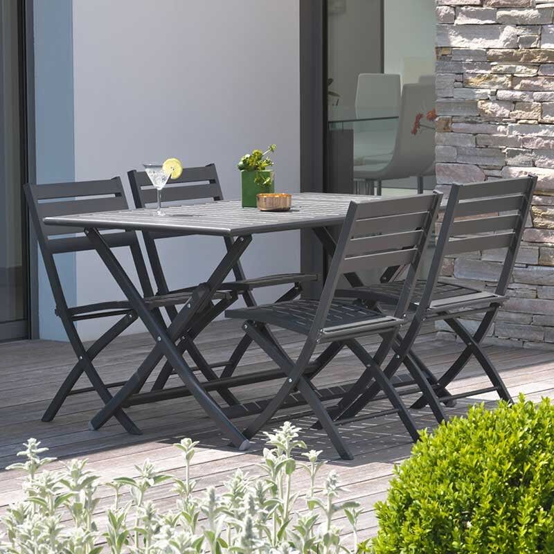 Table de jardin extensible Moorea en aluminium coloris gris acier L.140/200  x l.90 x H.75 cm