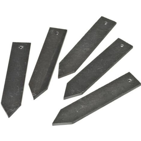 Lot de 5 étiquettes en ardoise naturelle – Pré-perforées pour usage avec stylo à craie – Dimensions 15 x 3 cm pour identification plantes