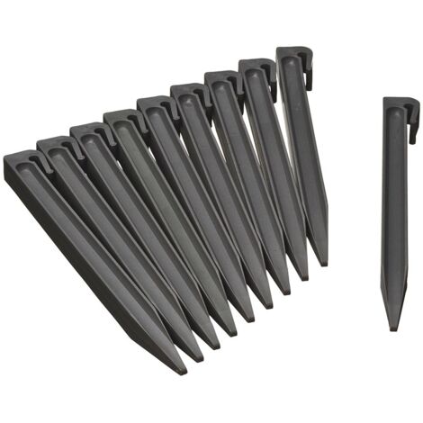 Lot de 10 ancres pour bordures de jardin en polyéthylène recyclé – Hauteur 26,7 cm – Fixation par emboîtement ou vissage – Nature