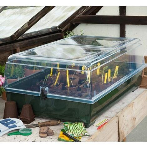 Nature – Mini serre de culture H21 cm – Longueur 55 cm – Largeur 31 cm – Couvercle transparent avec 2 aérateurs – Pour semis et bouturage