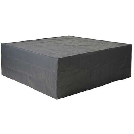 Nature – Housse de protection pour salon de jardin bas – Dimensions H70 x L325 x P205 cm – Polyéthylène inaltérable 100g/m² – Corde de fixation