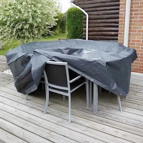 Housse de protection pour table ronde et chaises de jardin, Dimensions H90  x Ø205 cm