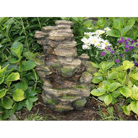 Ubbink – Fontaine de jardin cascade Chios en polyrésine – Éclairage LED – Pompe 600 L/h – Dimensions 59 x 47 x 31 cm