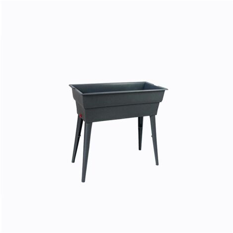 Jardinière 40 litres – Dimensions L 81 x l 39 x H 80 cm – Polypropylène gris souris – Pieds amovibles avec bouchon de vidange (1/6)